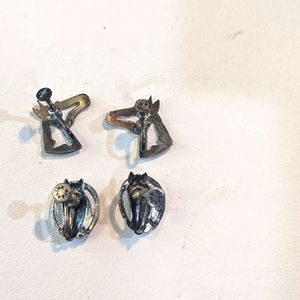 Vintage Sterling Silver Horse Earrings. Screw backs.